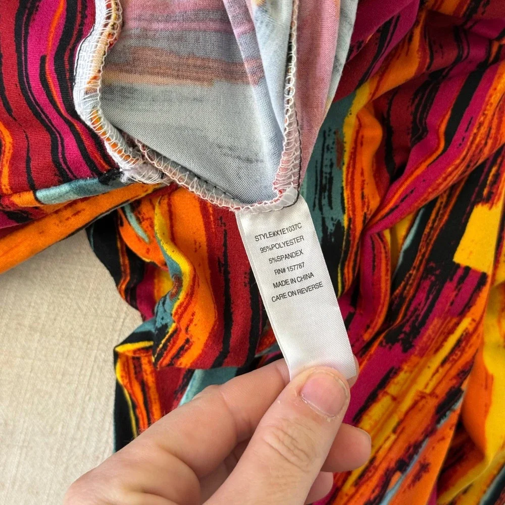 Full Circle Trends Womens 2X Harem Pants Abstract Print Ruched Multi-Color - Picture 5 of 12